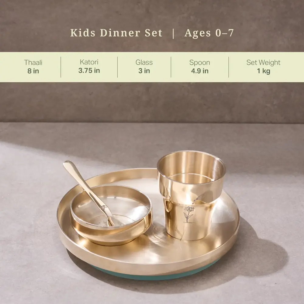The set on a grey ground with a strip across the top naming the pieces and ages