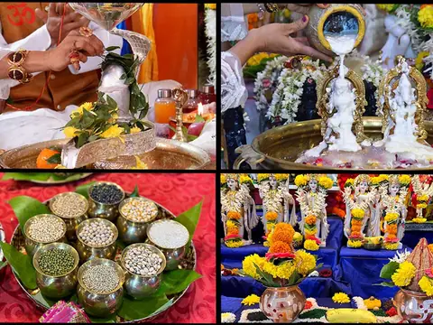Collage of ritual offerings and deity images