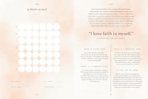 Open pages with a moon phase table