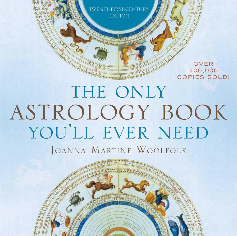 Front cover of The Only Astrology Book You'll Ever Need with a pale blue zodiac design