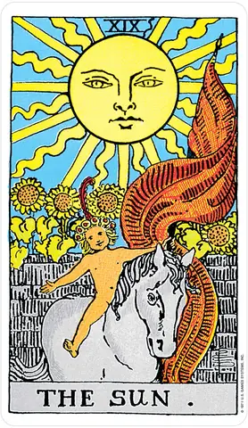 The Sun card from the Rider Tarot deck