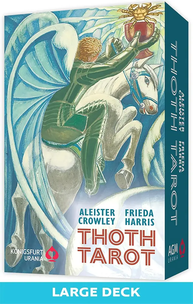 Thoth Tarot large deck box with a blue winged horse and rider