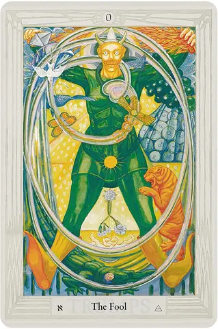 The Fool card from the Thoth Tarot deck