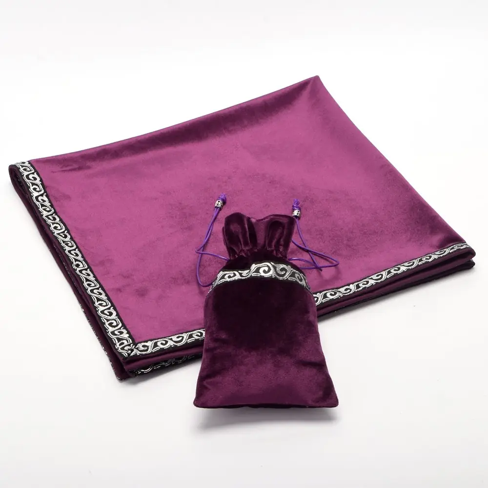 Cloth laid flat with the pouch on top