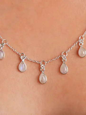 Close view of the pale drops on the chain