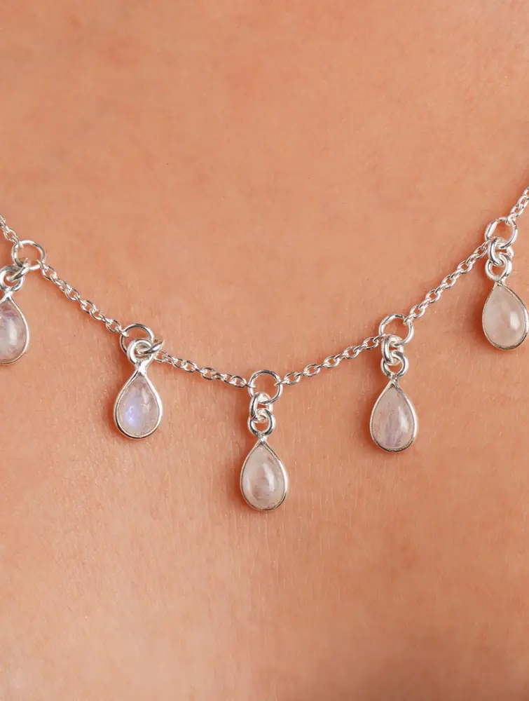 Close view of the pale drops on the chain