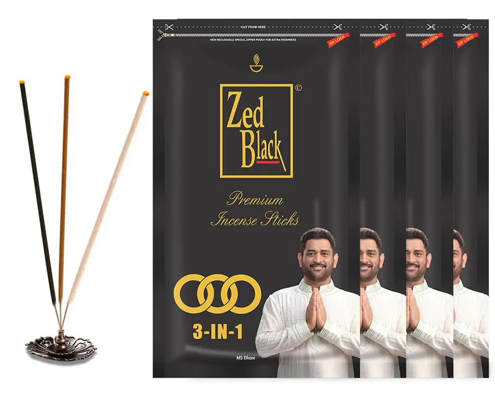 Zed Black 3 in 1 packs with sticks in a holder